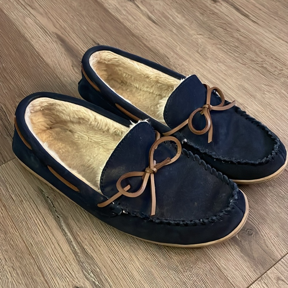 J Crew Navy Suede Slippers